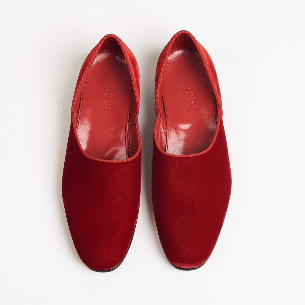Bode Rosso Slipper in red velour